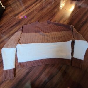 SHEIN Brown and White Colorblock Sweater